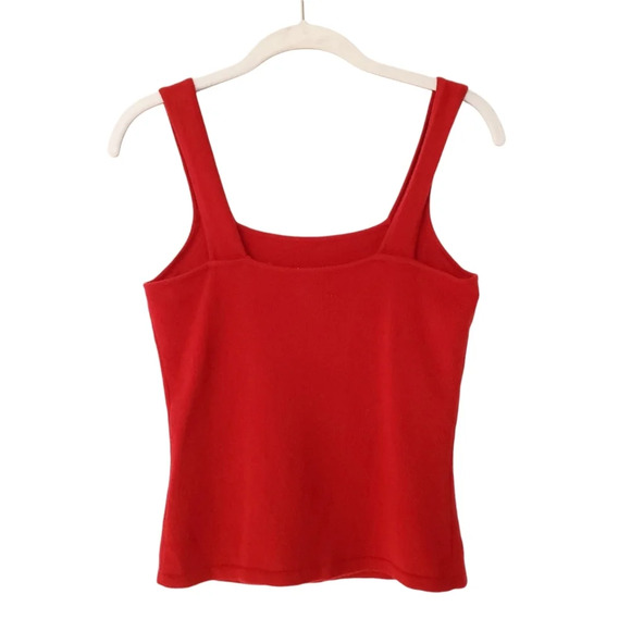 INC Blouse Tee Women's Small 100% Cashmere Red Top Sleeveless Beeds Detail Strap - Picture 2 of 12